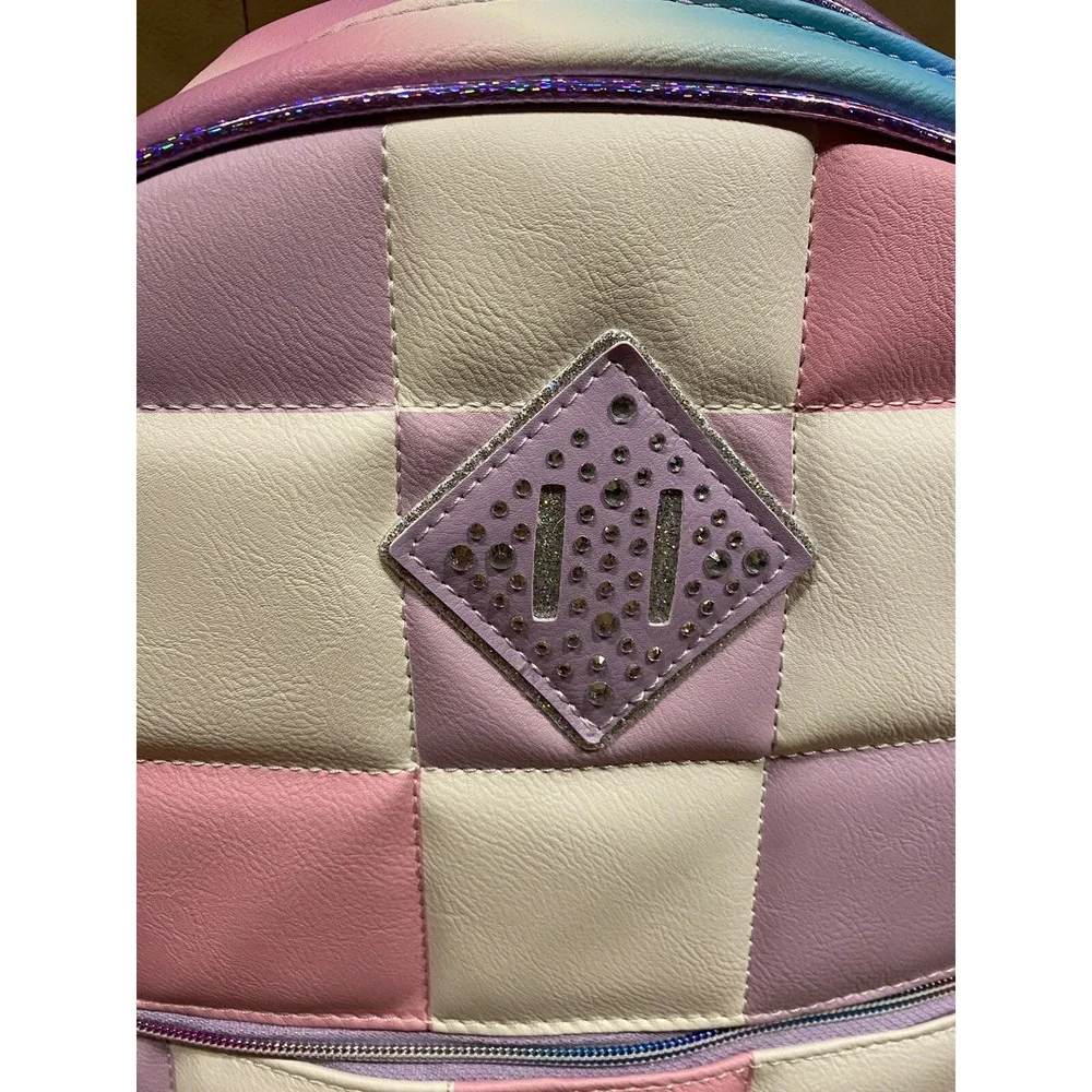 Miss Gwen's OMG pink/purple Checkboard backpack with Heart pencil pouch